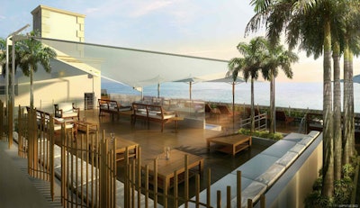 The rooftop solarium overlooks the Atlantic Ocean and accommodates 150.