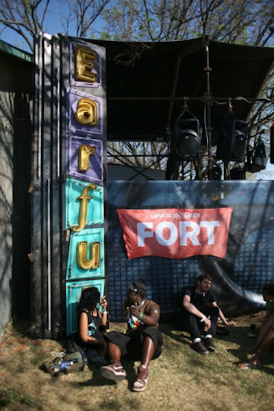 The fort included plenty of old neon signs, which lit up in the evening during the last of the day's performances.