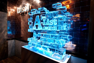 An ice sculpture borrowed the Edison's brick motif for its design.