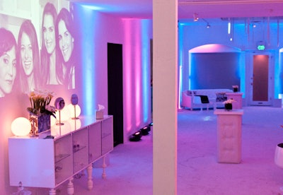 The lighting in the all-white space gave the room a candy-colored look.