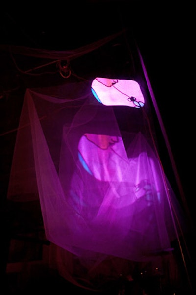 Collaboraction company member Galina Schevchenko created a video installation that illuminated sheets of transparent fabric.