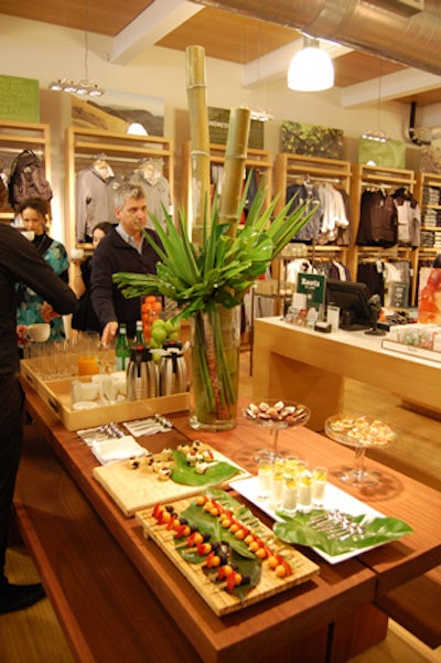 An arrangement from Earthworks topped a table filled with hors d'oeuvres.