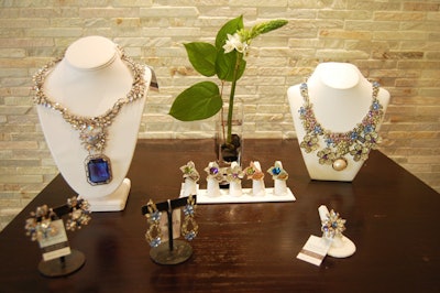 Items from Laker's new collection were displayed on small tables throughout the space.