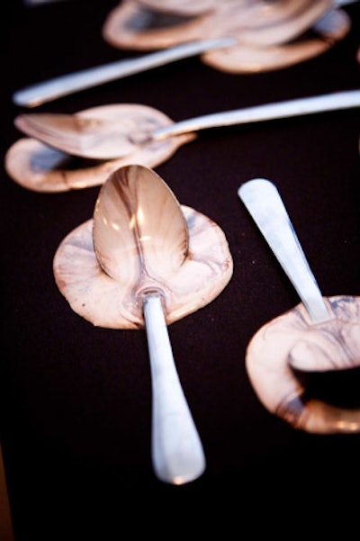 Franco Mondini-Ruiz's installation included spoons that appeared to be sitting in pools of melted ice cream.