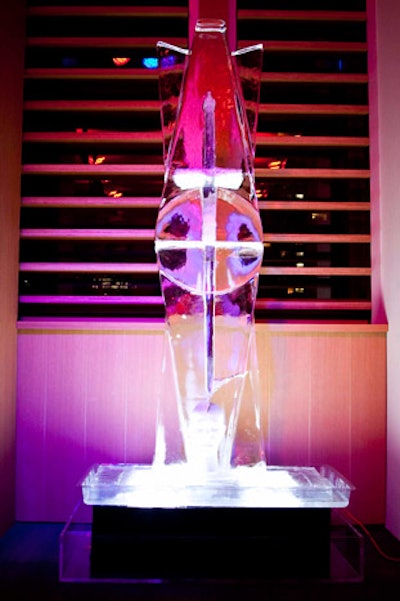 Jay Isaac created an illuminated ice sculpture entitled 'Sword of Damocles.'