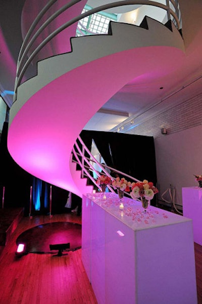 Pink lighting and flowers provided a suitably girly environment for the brand.
