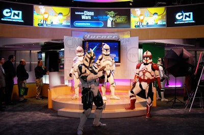 Turner Broadcasting promoted its Cartoon Network show Star Wars: The Clone Wars by offering photo ops with actors dressed as Stormtroopers.