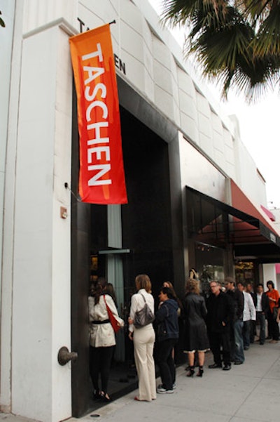 An orderly crowd formed outside Taschen for the Valentino signing on Thursday.