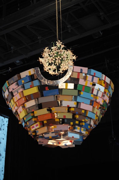 The Roy and Edna Disney/CalArts Theater (Redcat) benefit in L.A. in March included a chandelier constructed from colorful shoe boxes.
