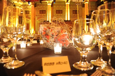 Volunteers from New York performance center the Kitchen crafted creative centerpieces from wire, crumpled invitations, and large safety pins for the tables at the Armitage Gone! dance company gala in February.