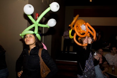 Ready-made balloon hats provided an instant costume.