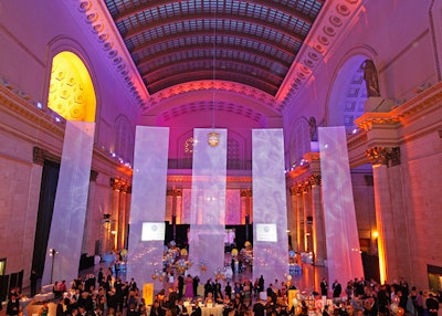 The event took place at Union Station, which Sound Investment bathed in yellow, pink, and blue lighting.