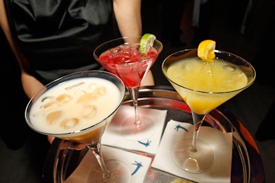 Grey Goose provided specialty martinis with thematic names such as 'French Kiss' and 'World Traveler.'