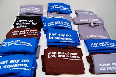 Nissan gave guests T-shirts branded with one of six Cube-inspired slogans.