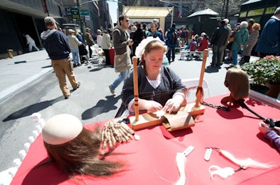 Adult and children alike were mesmerized by the tradition of wigmaking.