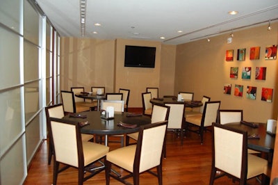 The private dining room accommodates 8 to 20 guests and has its own service entrance.