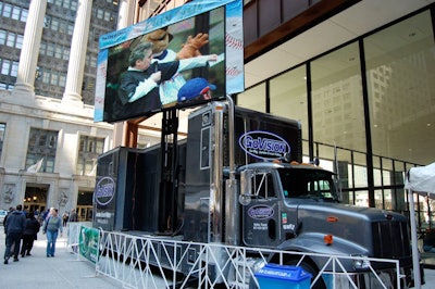 GoVision's mobile LED video screen broadcast the speaking program and the karaoke contest throughout the plaza.