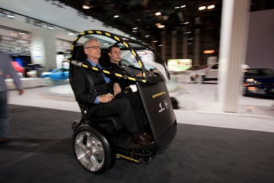 General Motors capitalized on buzz from earlier in the week when it test-drove prototypes of its new battery-powered Segway by bringing the small vehicle into the show.