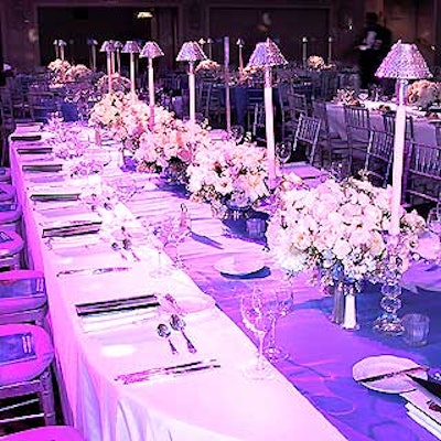 The Grand Ballroom was filled with long banquet tables and round dinner tables.