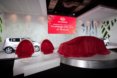 Kia planners used the exhibit at Exit Art as inspiration for Thursday's press presentation at the Javits Center, installing two chairs that 'read' designers brain waves.