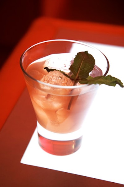 Kia's signature drink, the Kia Mojito, was served with a sprig of mint.
