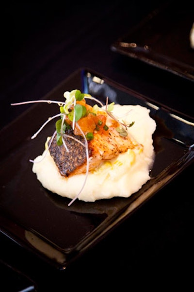 Susie Reading of the Calphalon Culinary Centre served pan-roasted salmon with spring leek puree.