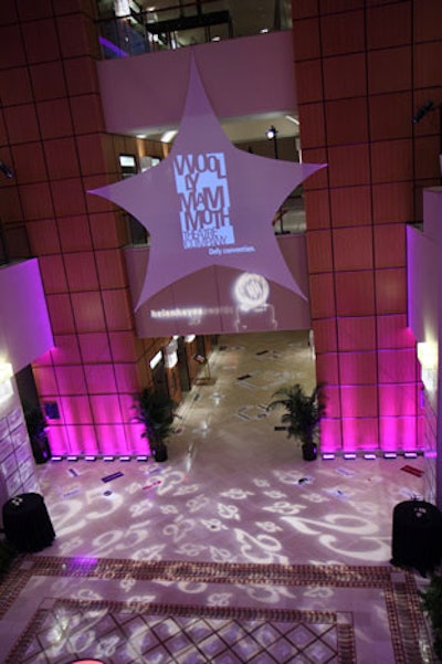 John Farr Lighting design projected logos of more than 80 Washington-area theater companies on the walls and floor.