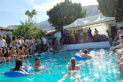 Spank Rock performed a raucous poolside set at Vitaminwater Sync's Good Life pool parties on Sunday at the Viceroy.