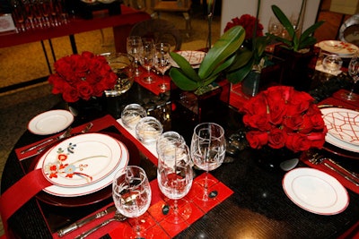Rio Roses provided floral arrangements for tables in Macy's sixth-floor China department.