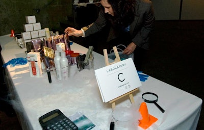 The Beauty Lab took on a science lab feel with mini pylons, dry ice, and volunteers dressed in paint-splashed aprons.