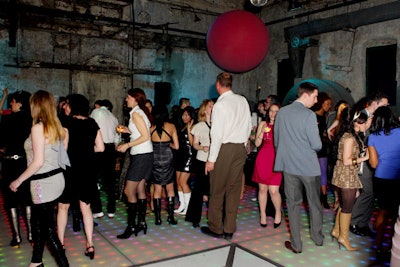 Event organizers hung large coloured spheres from the ceiling throughout the Fermenting Cellar.