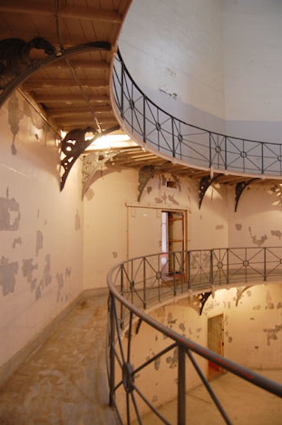 Walkways encircle the four-storey cellblock atrium in the centre of the facility.