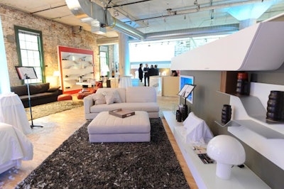 White linens covered Bang & Olufsen's new collection prior to an unveiling, which took place during the party.