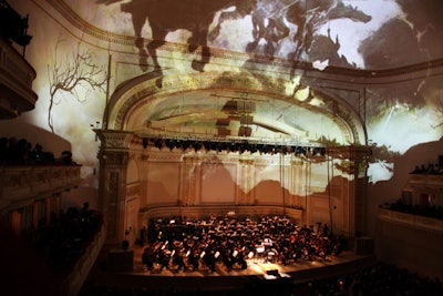 During a performance of 'Ride of the Valkyries,' producers used a combination of stock imagery and original artwork to evoke the themes of the music.