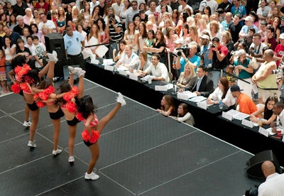Groups of five participants performed the choreographed routine they learned during the two-week cheer clinic.