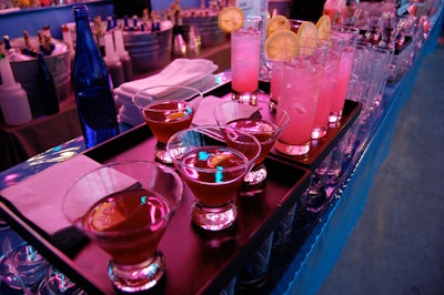 The night's signature cocktails included the 'Lower Manhattan' pomegranate martini and a 'Liberty' virgin pink lemonade.