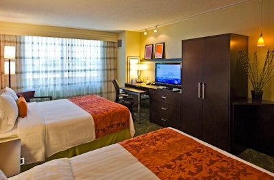 All 218 guest rooms have wired and wireless Internet access.