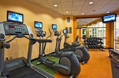 Next to the fitness center is a small skylighted indoor pool.