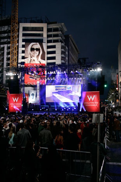 W signage played prominently at the outdoor concert.