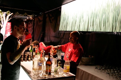 After the concert, bartenders poured drinks for about 600 guests at the after-party on the Capitol Records property.