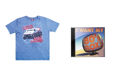 A vintage-style A-Team T-shirt and '80s-era music