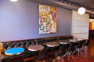 Joey Dammit's Pop Art paintings, all of which are for sale, hang on the walls throughout the restaurant.