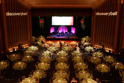 Discovery Ball gobos framed the stage where Natalie Cole sang at the end of the evening.