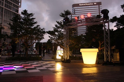 DJ Gimnz and DJ Geeh played Latin and retro music on opposite ends of the two-acre pool deck.