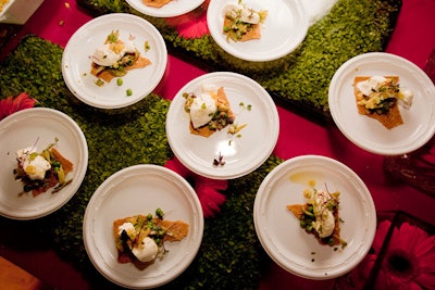 Jody Adams of Rialto Restaurant & Bar in Cambridge, Massachusetts, served Fiore Di Nonno burrata on bulgur crackers with artichokes and green olives.