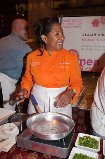 The featured chefs wore orange jackets to distinguish themselves in the crowds.