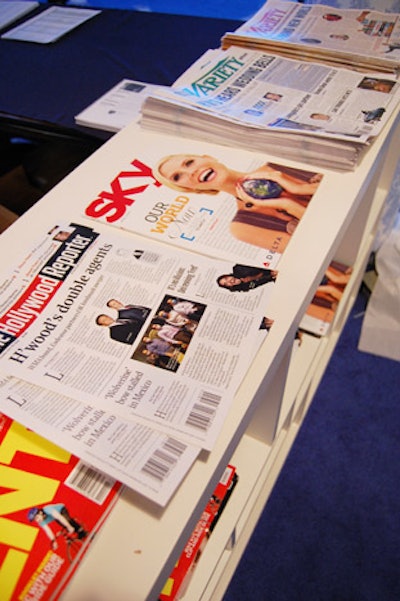 Media sponsors such as Variety and The Hollywood Reporter have new issues available daily for guests at the press center.