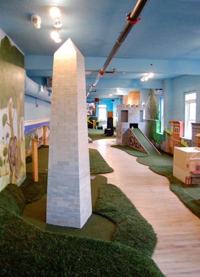 Each of the holes on the miniature golf course has a D.C.-centric theme honoring local landmarks.
