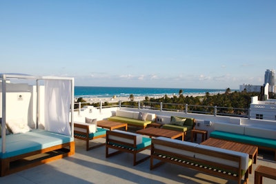 The C-Level rooftop terrace is one of the new event spaces, located atop the hotel's original structure.