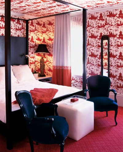 Guest rooms at Maison 140 evoke the look of a Parisian inn.